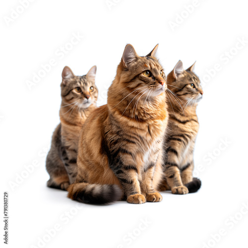 Group of Cats Sitting Together. Generative AI