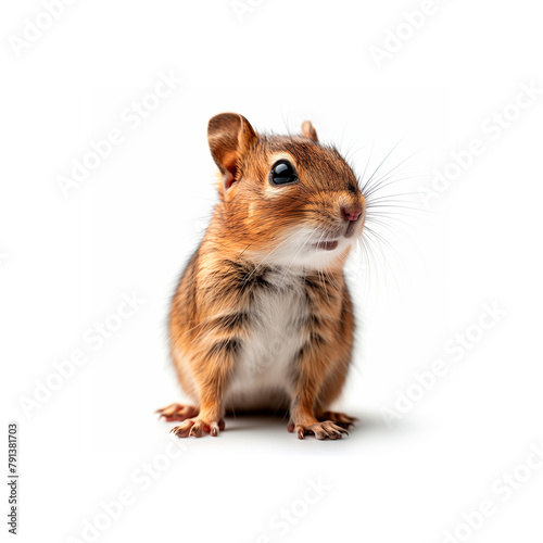 Small Brown and White Hamster Sitting on Hind Legs. Generative AI