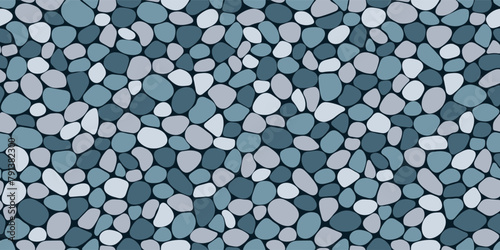 Cute stones template background. Paving seamless pattern vector illustration. Summer doodle sea cobblestone backdrop. Pebble, shingle beaches wallpaper for interior, exterior,travel, spa design.