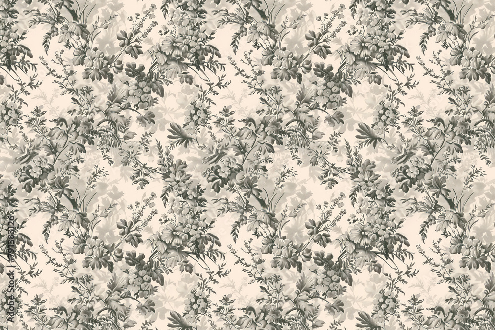 Obraz premium Toile floral pattern tapestry. Vintage botanical wallpaper pattern. Background image. Created with Generative AI technology