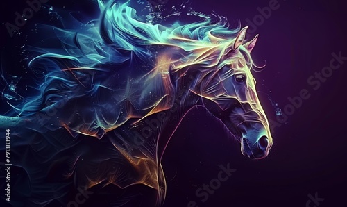 Horse abstract magical animal background with mare stallion wallpaper, Generative AI photo