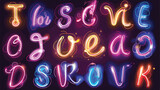 Realistic neon character typeset vector Hand drawn st