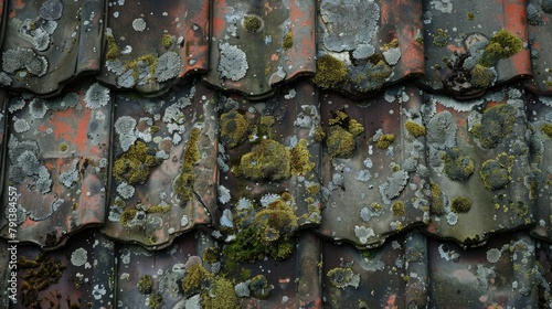 Background of old ruberoid covering the roof photo