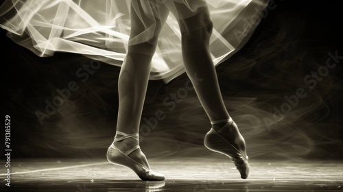 The ripple of muscles in a ballet dancers legs as they exee a flawless grand jetÃ©. . photo