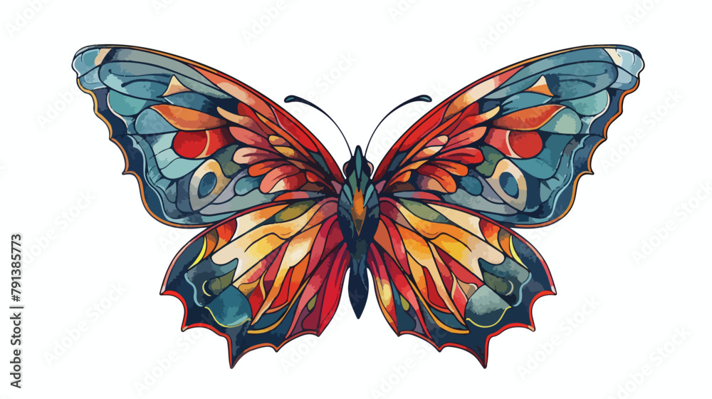 Colorful butterfly for tattoo coloring book for adult