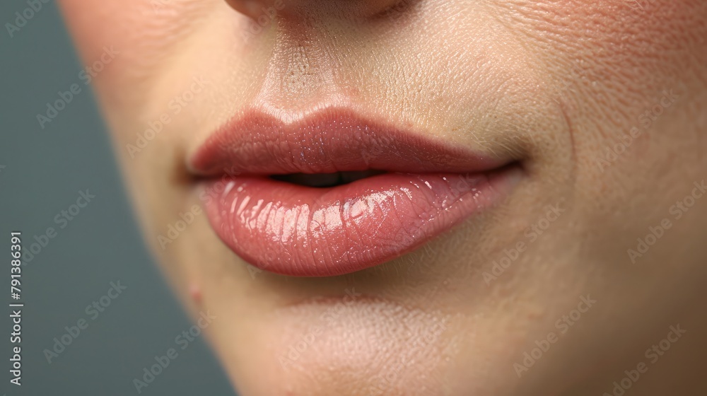 patient undergoing lip augmentation surgery to achieve fuller and more symmetrical lips, with