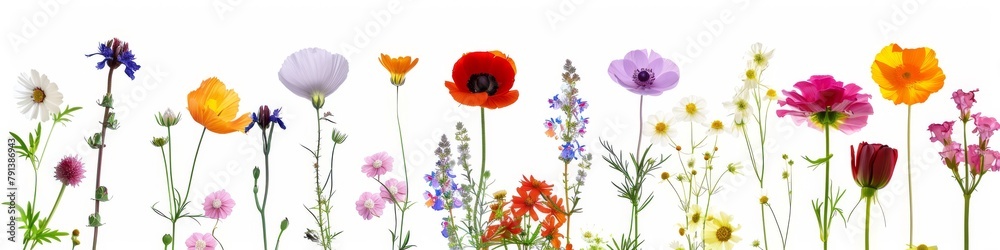 Fototapeta premium Colorful Collection of Pressed Wild Meadow Flowers