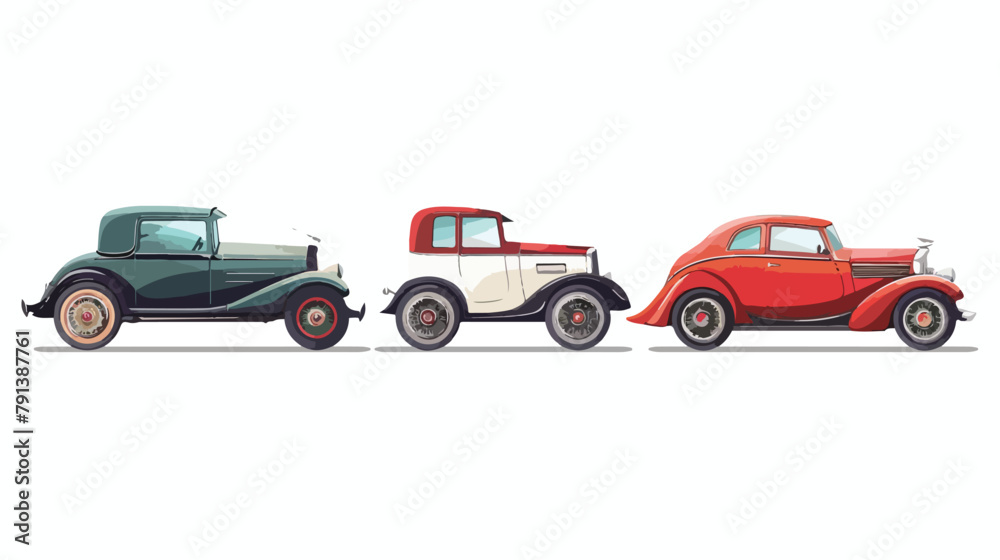 Concept poster with classic cars. Vector flat style illustration