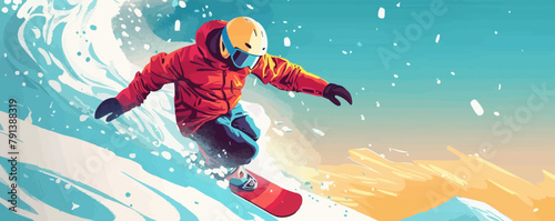 man snowboarding vector flat minimalistic isolated illustration