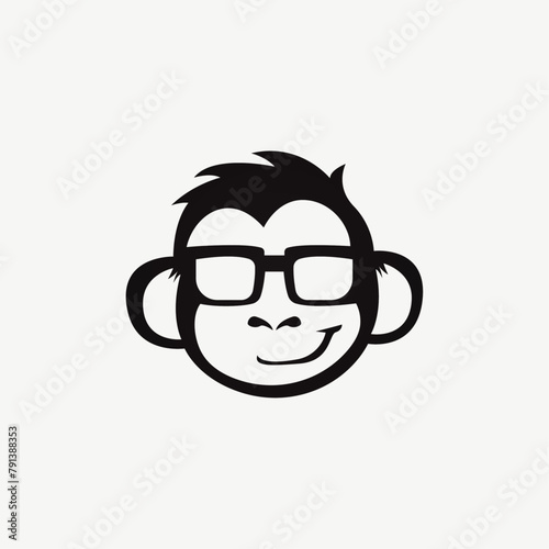 Minimalist Modern Monkey Logo Vector Illustration