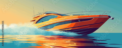 Yacht speed boat. vector simple illustration