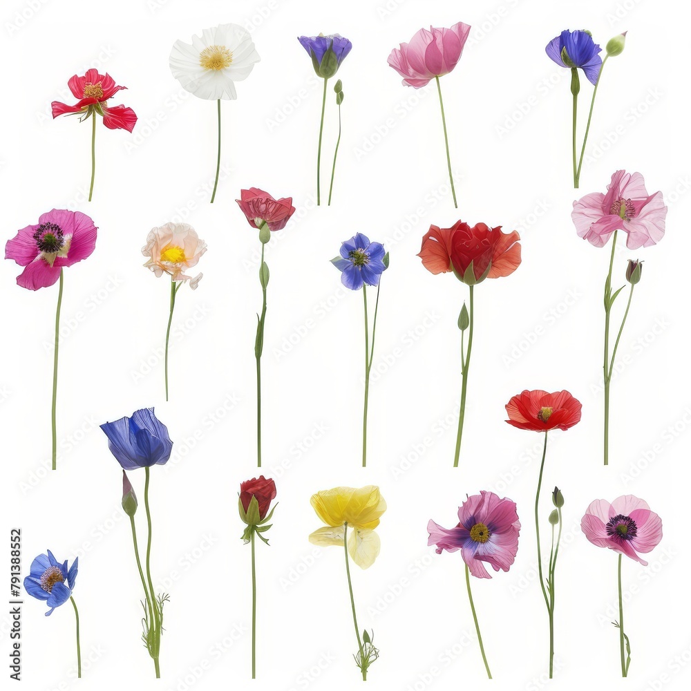 Fototapeta premium Colorful Collection of Pressed Wild Meadow Flowers