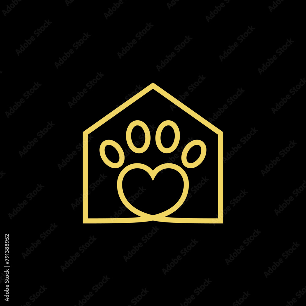 Minimalist Paw Print with House Logo