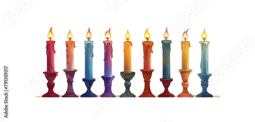 Candlestick with candles menorah candlestick. vector simple illustration