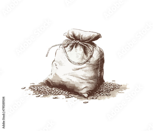 Grain bag hand drawn sketch. vector simple illustration