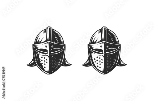 Knight medieval helmet. vector simple illustration