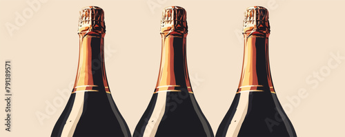 Champagne bottle vintage. vector simple illustration