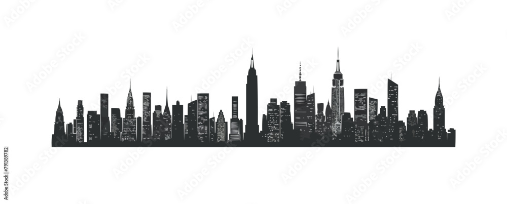 City silhouette vector set. Panorama city background. Skyline urban border collection.vector isolated white background