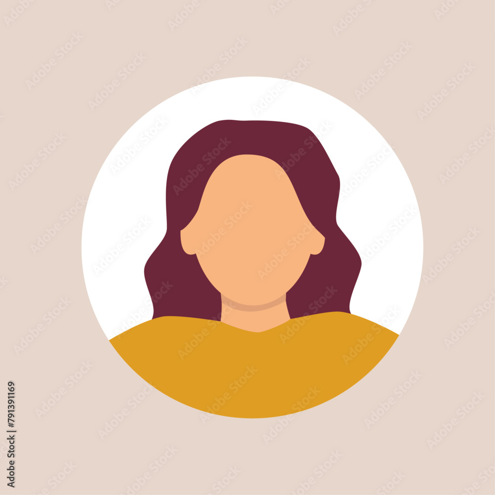 Vector flat illustration. Stylish profile of a woman. Avatar, user profile, person icon, silhouette, profile picture. Suitable for social media profiles, icons, screensavers and as a template. Vector flat illustration. Stylish profile of a woman. Avatar, user profile, person icon, silhouette, profile picture. Suitable for social media profiles, icons, screensavers and as a template.