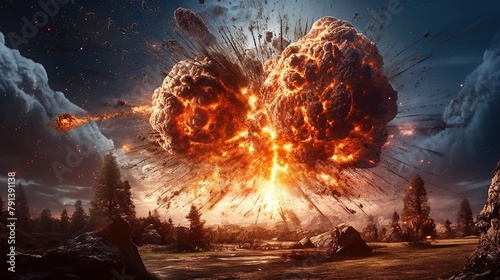 Planet explosion apocalypse Generative AI photo