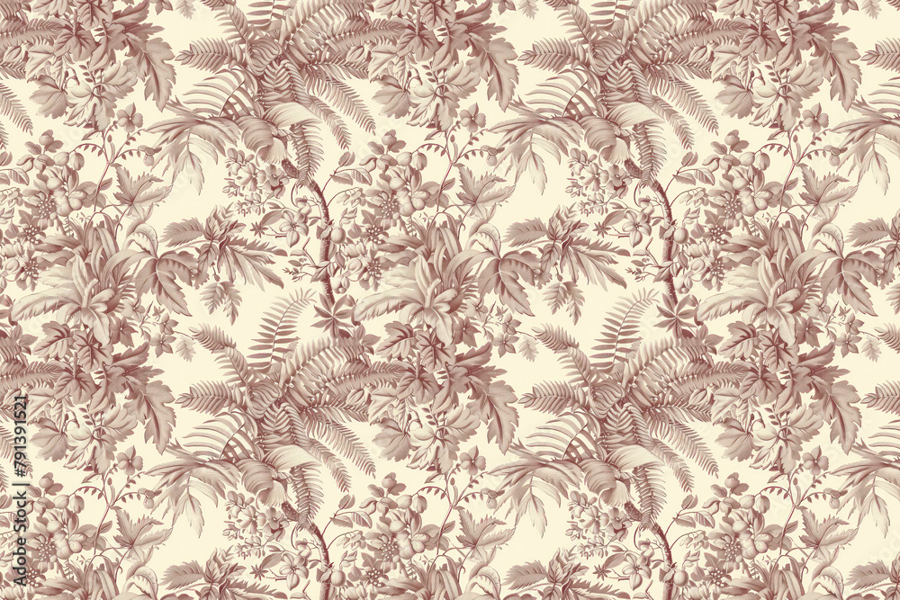 Fototapeta premium Toile floral pattern tapestry. Vintage botanical wallpaper pattern. Background image. Created with Generative AI technology