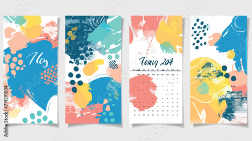 Set of Four 2019 year calendar and monthly planner te