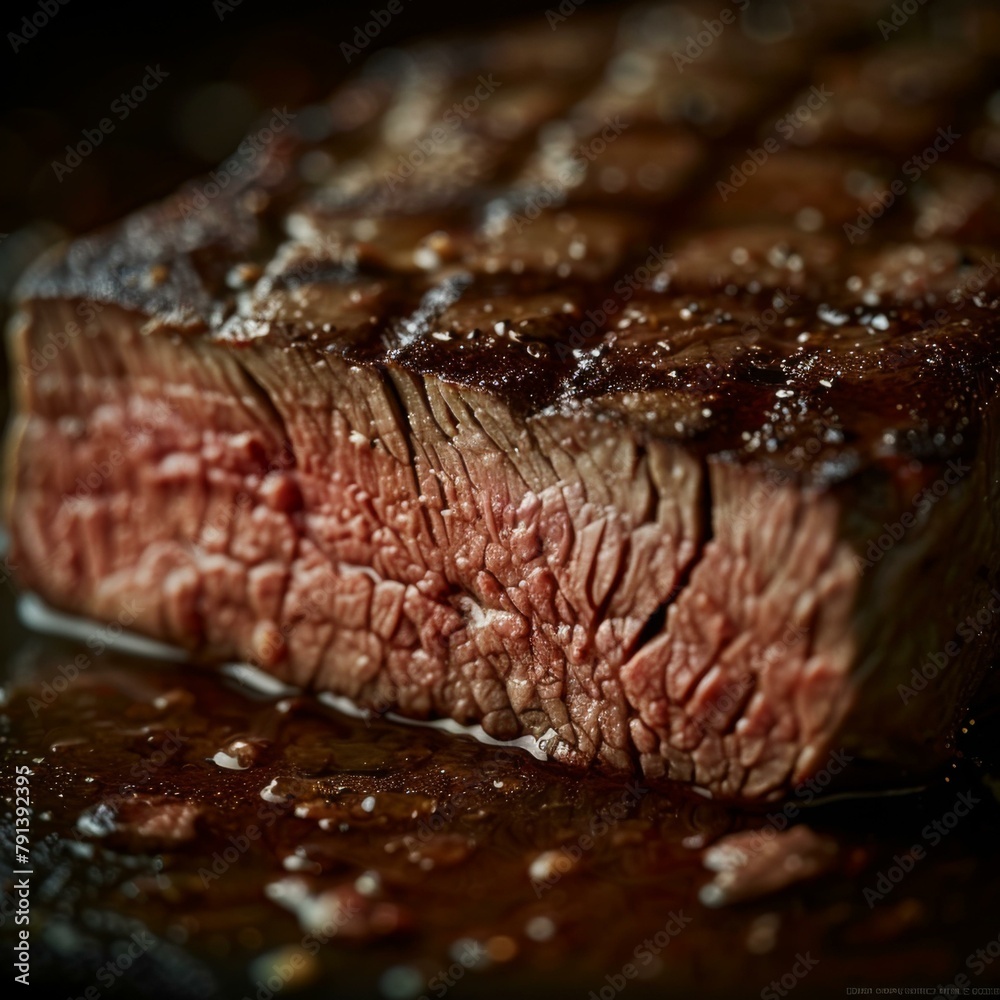 A close up of a steak on the grill with some sauce. Generative AI. A close up of a steak on the grill with some sauce. Generative AI.