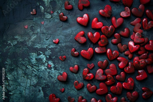 Valentine's day background with red hearts on grunge background