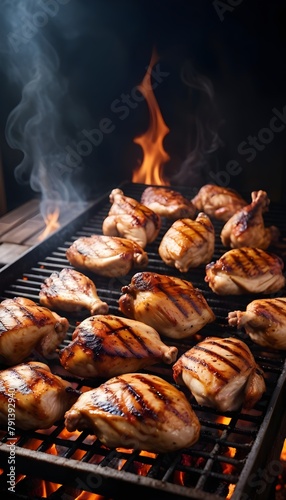 the background will be dark in the chicken grill barbecue