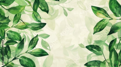Wallpaper Mural Abstract background with green leaves, retro watercolor wallpaper Torontodigital.ca
