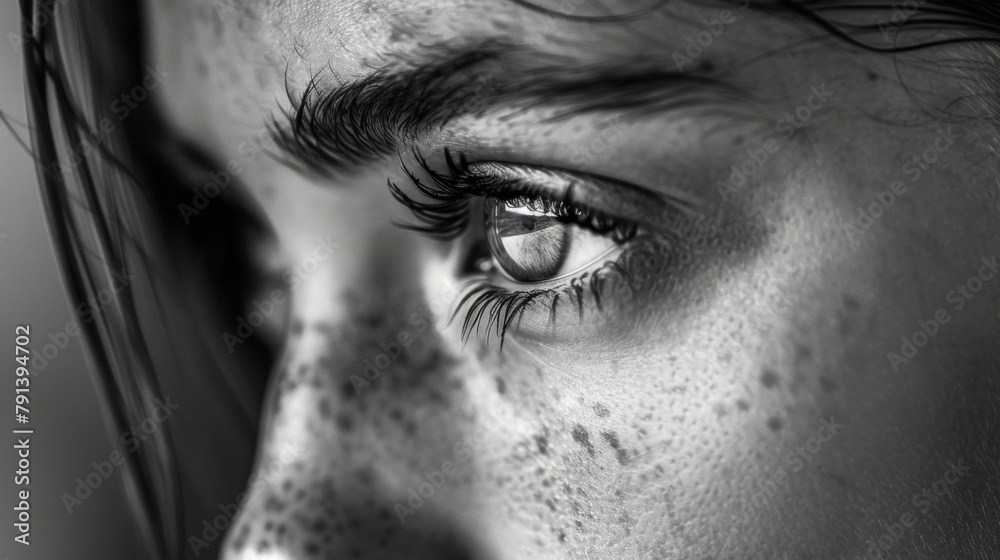 Fototapeta premium She was lost in thought her eyes fixed on a distant point her expression one of intense focus. .