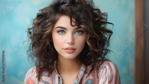 Trendy Perm Hair: Beauty in Style, Stylish Young Woman with Perm Hairstyle, Effortless Elegance: Trendy Perm Hairdo, Chic Perm Hairstyle: Beauty in Motion