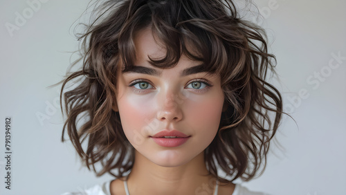 Trendy Perm Hair: Beauty in Style, Stylish Young Woman with Perm Hairstyle, Effortless Elegance: Trendy Perm Hairdo, Chic Perm Hairstyle: Beauty in Motion