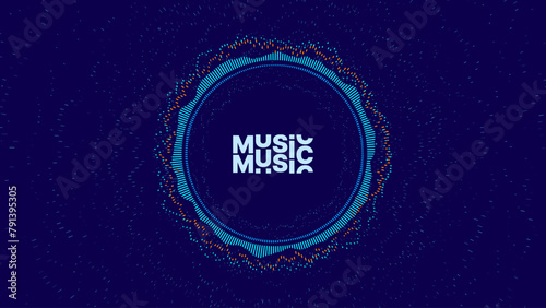 Abstract Sound Wave Circle Round EQ Background. Digital Music BG. Dynamic Music Wavy Lines Flow. Digital Equalizer. Round Sound Data Visualization. Abstract Vector Background.