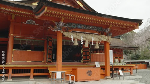 4k Slow motion of Japan, Fujinomiya, Fujisan Hongu Sengen-taisha shrine in Fujinomiya, Shizuoka, Japan. 05-04-2024 photo
