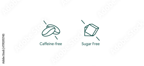 Health-Conscious Beverage Icon: Caffeine-Free and Sugar-Free Vector Design photo