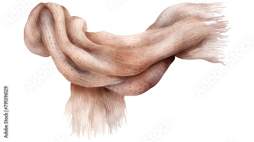 Warm scarf isolated on white background. Female accessory. Watercolor illustration.