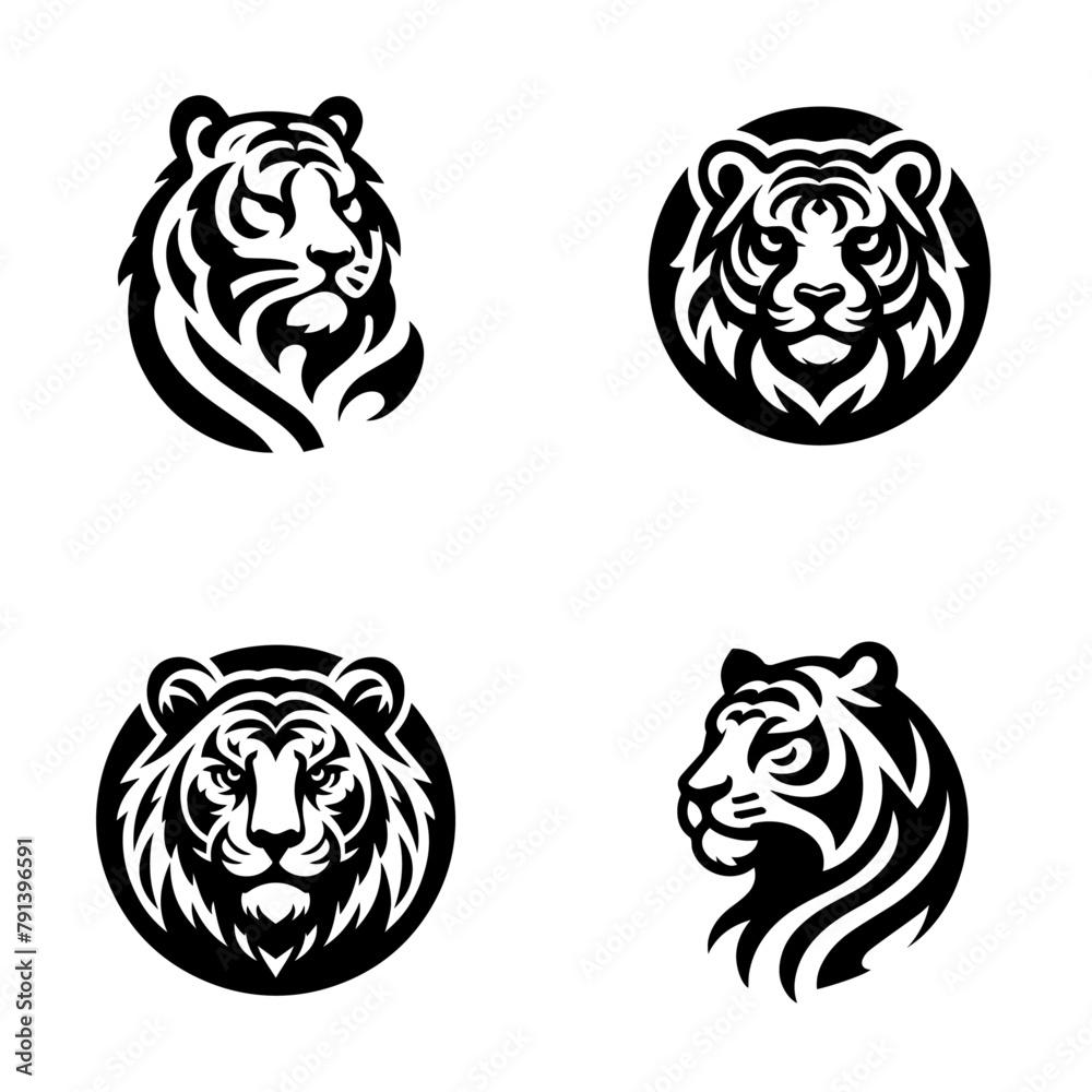 Vector tiger head B&W.