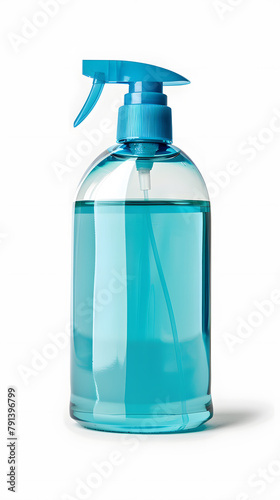 Plastic bottle with sprayer isolated on white background