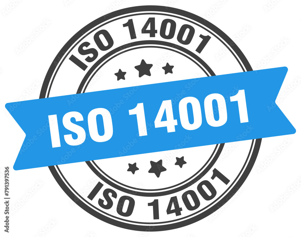 iso 14001 stamp. iso 14001 label on transparent background. round sign