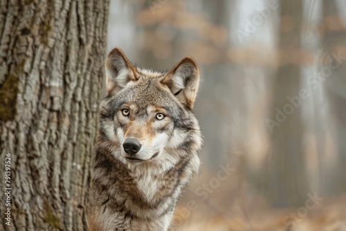 Portrait of a gray wolf  Canis lupus 