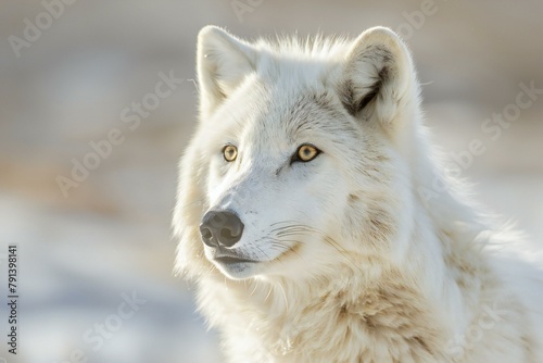 Portrait of an arctic white wolf (Canis lupus arctos) © Cuong