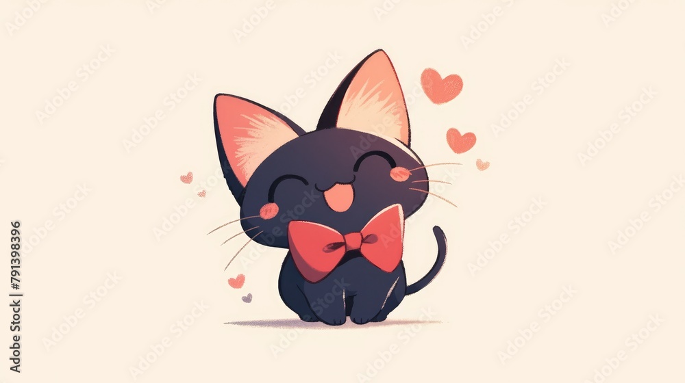 An adorable feline icon depicted in an animal illustration
