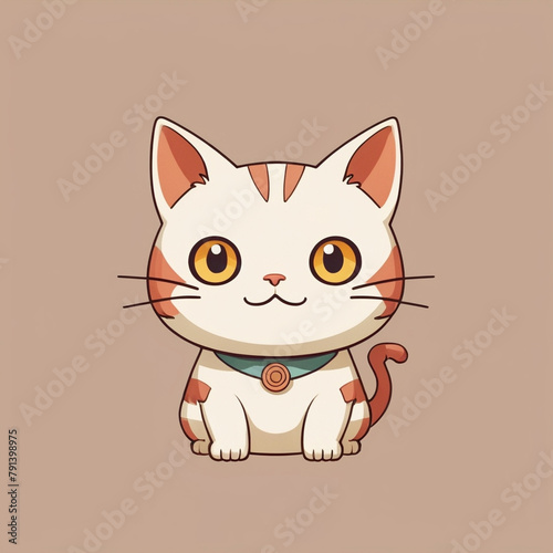 Adorable Illustrated Orange and White Cat Sitting With a Cute Expression © Polly