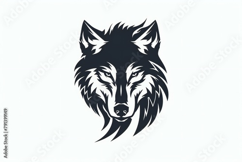 Wolf head illustration on white background, Symbol of wild animal