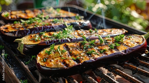 delicious grilled eggplants with herbs