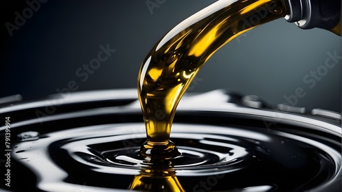 Close-up of {a car engine oil pouring}, Photograph, Realistic, None, Camera: DSLR, Lens: 50mm f/1.8, Shot: Close-up, Render: High resolution, Detailed, Studio lighting photo
