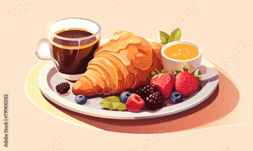 breakfast with coffee vector flat minimalistic isolated illustration