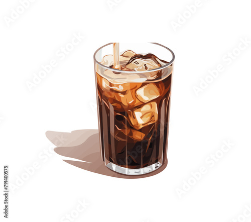 cold drink basil cucumber lime vector flat isolated illustration