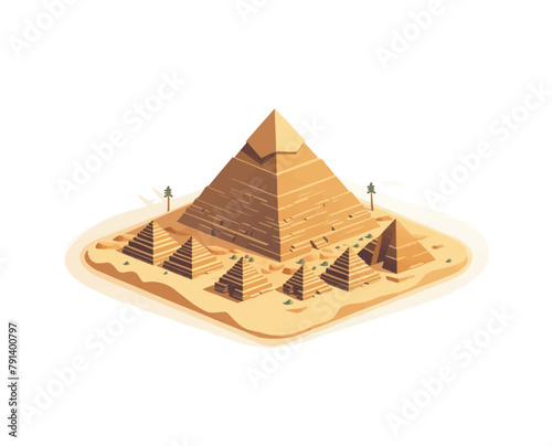 Pyramids of Giza isometric vector flat isolated illustration